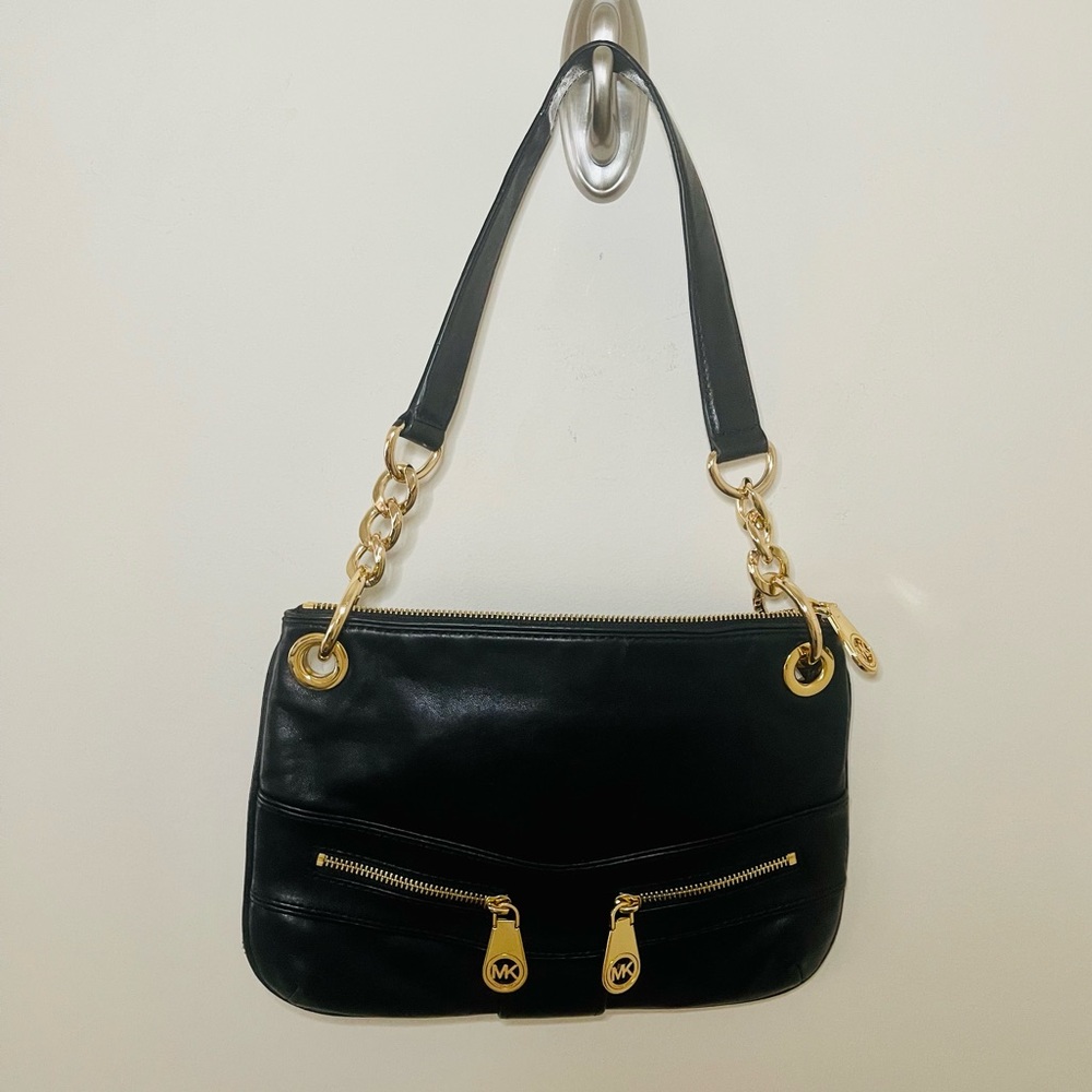 Michael Kors “Jamesport” Small Black Leather Handbag